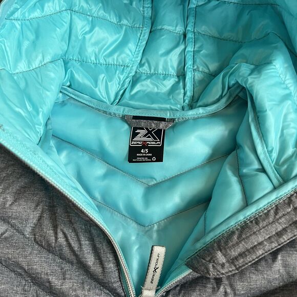 Puffer Jacket Coat Zero XPosur Kids 4/5 XS Winter Coat Gray Blue NWT - Picture 5 of 9